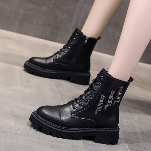 Casual Womens Shoes Short boots Womens British Style Autumn And Winter 2021 New Women Soft Leather Nude Boots Fashion Size 40