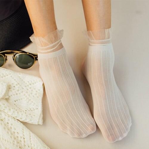 1 Pair Fashion Mesh Thin Socks Solid Color Women Soft Cute Long Socks For Women Socks