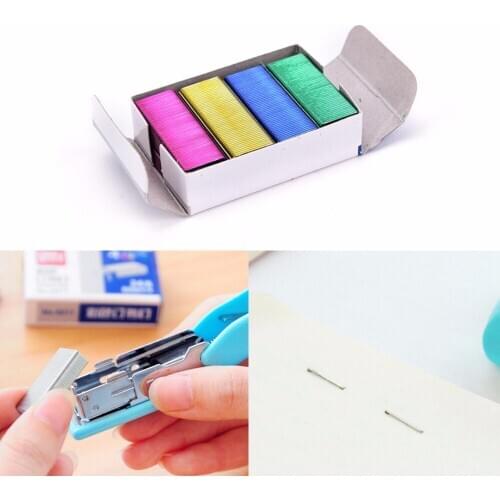 HOT 1Pack 10mm Creative Colorful Stainless Steel Staples Office Binding Supplies Wholesale low price( Pack of 800 )