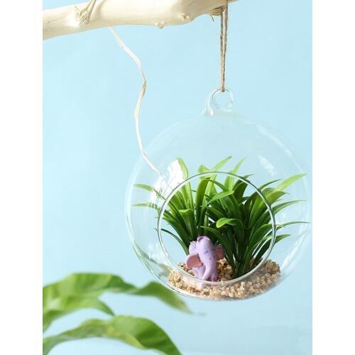 Diameter=15cm Round Bottom Glass Terrarium Vase Candle Holder DIY Landscape Bottle Wedding Decoration Hanging Ball Party Prop
