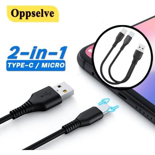 2 In 1 USB C Cable for Xiaomi Redmi Note 10 Micro USB Type C Phone Charging Cord for Huawei P40 P30 Pro Samsung Type C USB Cable