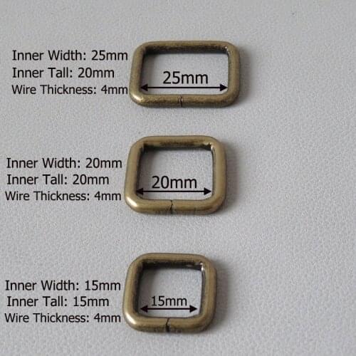 20Pcs/Lot Metal Buckle Handbag Bag Backpack Straps Belt Loop Hardware Rectangle Square Ring Clasp Dog Leads Leash Rope Accessory