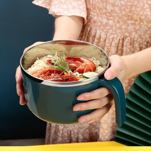 304 Stainless Steel Insulated Lunch Box With Lid Double-Layer Hollow Insulated Instant Noodle Bowl Multicolor Student Lunch Bowl