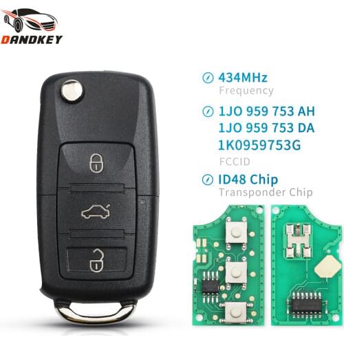 Dandkey Car Remote Folding Flid Key ASK 1J0959753AH 433MHZ ID48 For Vw Passat/Bora/Polo/Golf/Beetle 2001/2/3/4/5/6/7/8/9