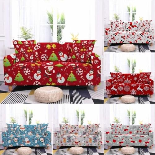 Xmas Santa Claus Sofa Cover Stretch Slipcover Christmas Elastic Sofa Covers For Living Room Fully-wrapped Furniture Protector