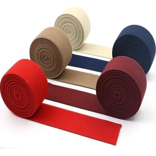 Color Loose Tight Bandwidth Thickened Twill Elastic Band White Rubber Band Flat Clothing Accessories Pants Belt Black