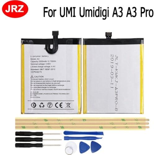 JRZ For UMI Umidigi A3 A3 Pro Battery 3300mAh High Quality Mobile Phone Replacement Backup Li-polymer Batteria with Free Tools
