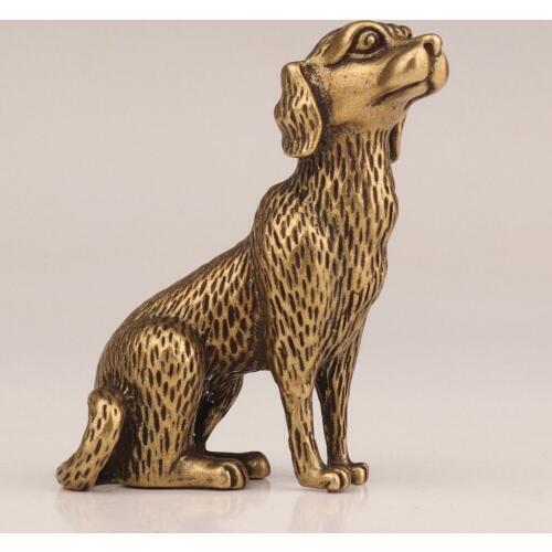 Chinese Unique Brass Statue Figurine Solid Cast Hound Animal Crafty Dog Handicraft