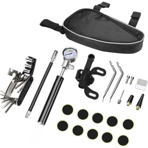 Bicycle Maintenance Combination Tool Mountain Bike Tire Repair Wrench Multifunctional Folding Air Cylinder Tool Set Air Pressure