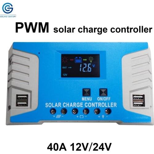 40A PWM Solar Charge Controller 12V/24V Regulador LCD Display