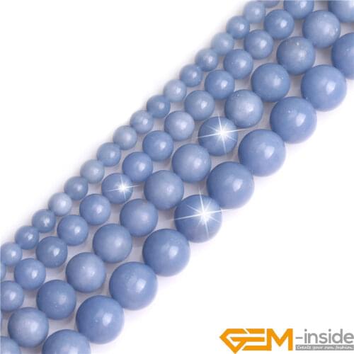 8mm Natural Stone Angelite Round Loose Beads For Jewelry Making Strand 15 inch DIY Bracelet Necklace Jewelry Bead Free Shipping