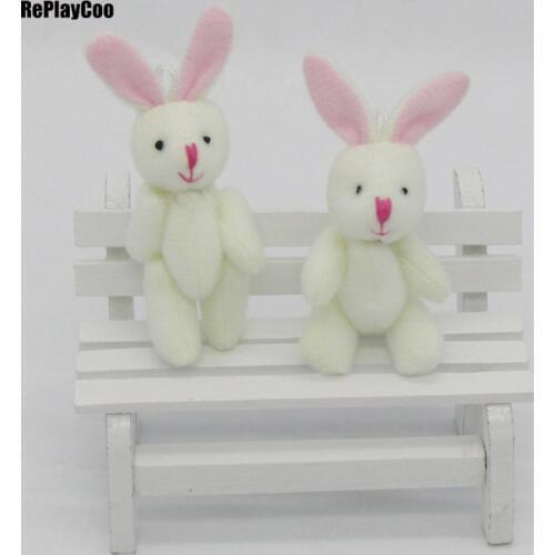 20Pcs/Lot Mini rabbit Stuffed Plush Toys 8cm Small rabbit with pink ear Stuffed Toys pelucia Pendant Kids Birthday Gift 01801