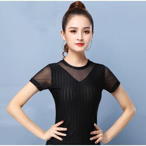 Fashion Ballroom Dance Wear Top For Women Waltz Standard Dance Practice Wear Tango Rumba Salsa Black Training Outfit DC4323