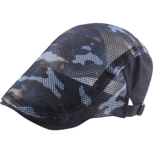 Fashion Cool Men Beret Beanie Gentleman Style Camouflage Grid Breathable Beret Hat Keep Warm Autumn Soft Beret Flat Hats