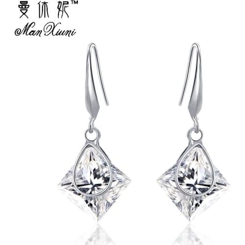 Women Pretty Fashion Silver Plated Earrings Sets Necklace Trinket Cubic zirconia Pendant Hook Earrings Party Jewelry For women