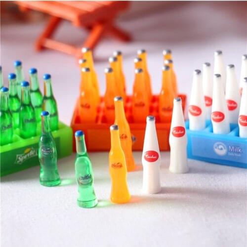 New 1 Dozen 12 Bottles Dollhouse Miniature Fanta Sweet Milk Model Drink for Barbies Blyth Doll Toys Kitchen Doll food