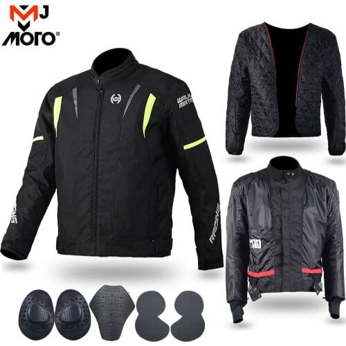 Autumn Winter Motorcycle Jacket Pants Waterproof Warm Motocross Jacket Pants With 9pcs Protective Gear Suits Reflective Coat Men