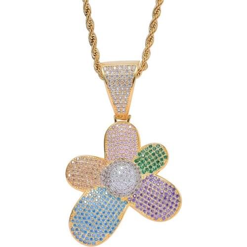 Colors Flower Pendant Necklace Designer Jewelry AAA Zircon Mens Necklace With Chain Fashion Hip Hop Jewelry