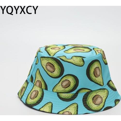 YQYXCY Summer Bucket Hat For Men Women Unisex Fashion Fruit Print Cotton Bob Panama Cap Foldable Girls Sun Hat Beach Fisherman