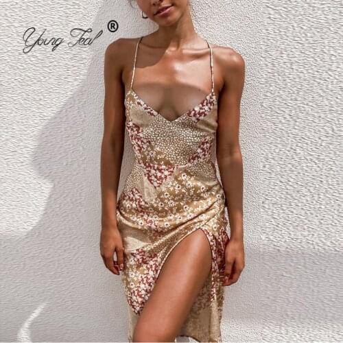 Sexy V-neck Summer Long Dress Women Elegant Party Sundress Chic Boho Suspender Beach Style Lace Up Backless Dress French Dress
