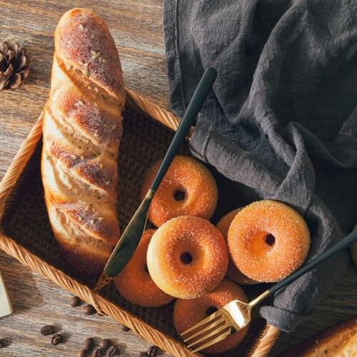 Hand-Woven Rattan Storage Basket Rectangular Fruit Tea Tray Snack Bread Picnic Cosmetic Storage Box Plate Household Tools