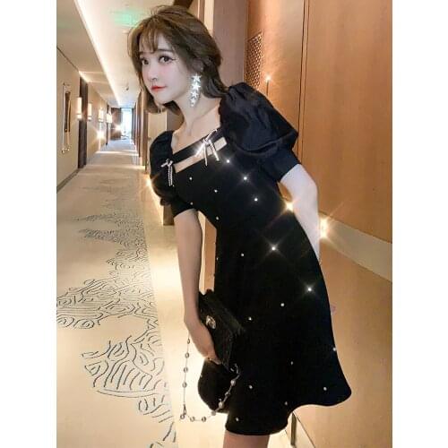 Sexy party brought new set auger bowknot hubble-bubble sleeve dress female summer
