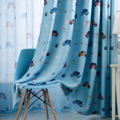 Nursery Curtains for Kids Bedroom Cartoon Car Children Boys Blackout Curtain Window Treatment Baby Room Drapes