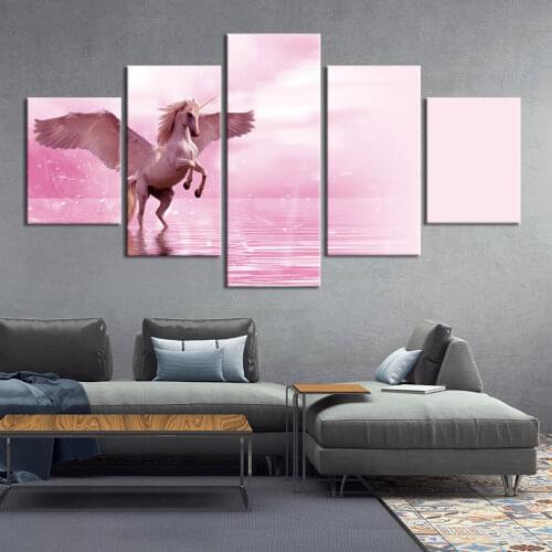 Modern winged unicorn Poster Print Canvas Painting Pictures Wall Art Home Decor Wall Art