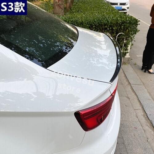 Use For Audi A3 S3 2014--2020 Year Spoiler ABS Plastic Carbon Fiber Look Rear Trunk Wing Car Body Kit Accessories