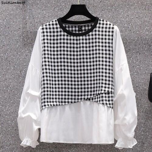 SUITLIONBUTF Check Blouses