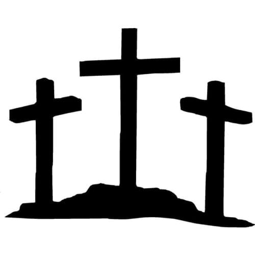 9.5*7.6CM Three Cross Jesus Christian Car Stickers Cartoon Vinyl Car Decorative Accessories Suitcase sticker