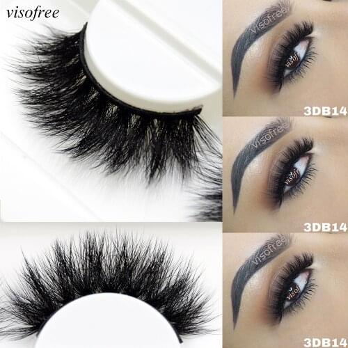 Visofree 3D mink lashes 25 mm mink eyelashes fluffy natural long Thick false eyelashes faux mink Cruelty-free eye lashes 3DB14