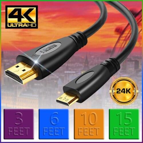 High-Speed Mini HDMI-Compatible to HDMI-Compatible Cable Adapter HDMI-Compatible A to HDMI-Compatible 4K USB Connector Cable