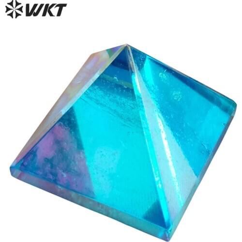 WT-G239 Wholesale Custom Bule Aura Crystal quartz Stone Natural Aura Spirit Quartz Dimensional Loose Stone For Jewelry