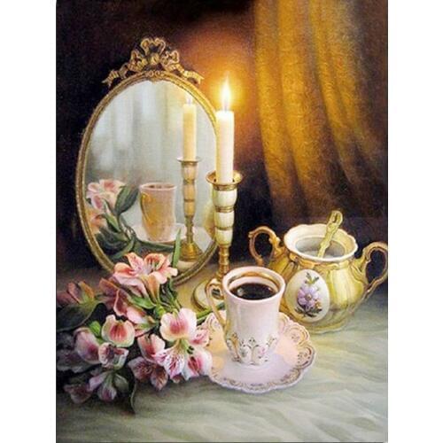 YIKEE diamond painting Mirror coffee flower,daimond painting,diamond painting accessories Y1012
