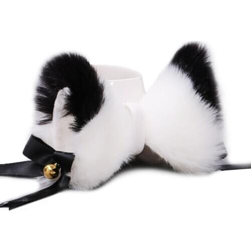 1 Pair Japanese Women Girls Lolita Anime Hair Clips Cute Furry Cat Ears Hairpin with Bowknot Bell Cosplay Costume Snap