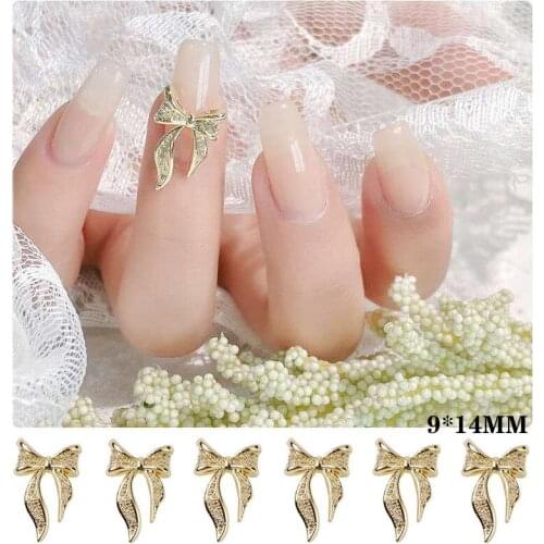 100pcs 3d Bow Nail Charms Bow Tie Design Nail Art Slices Rhinestone Alloy Nail Art Decals Bow Nail Decoration For Women Girls