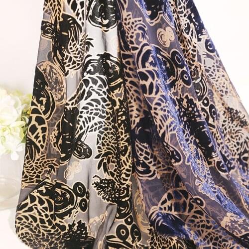 100cm*140cm Burnt-out Velvet Fabric Cheongsam Dress Hollow Velvet Burning Flower Womens Clothing Fabric for DIY Sewing