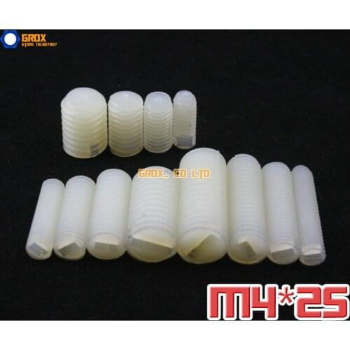 150 Pieces M4 x 25mm Nylon Grub Screws Cup Point Slotted Set Screw