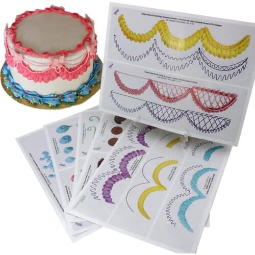 23pcs/set Cake Icing Piping DIY Practice Drawing Board Template Paper Decor Practice Template Paste Fondant Decorating
