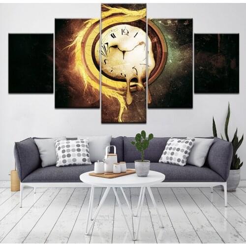 5 Panels Canvas Art Vintage Watch Melted clocks Home Decor Wall Art Painting Canvas Prints Pictures for Living Room Poster