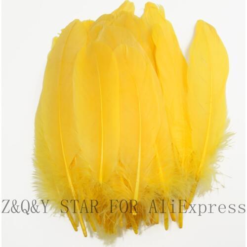 50-200 natural goose feathers 15-20CM dyed gold yellow DIY craft jewelry clothing feathers