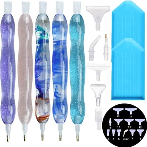 5D Diamond Painting Tool Accessories Handmade Crystal Resin Point Drill Pen With Tray And 18 Pieces Replaceable Nib kits