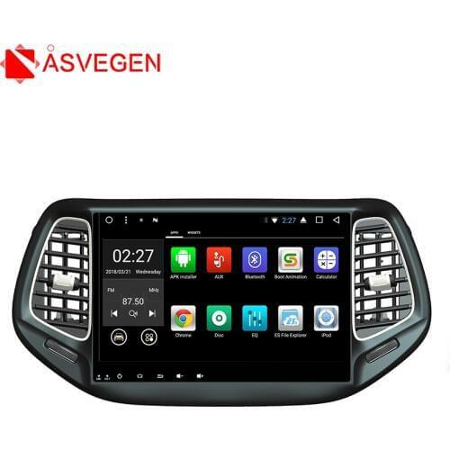 Asvegen Android 7.1 Quad Core Car Radio GPS Navigation Stereo Headunit WIFI 4G Media DVD Player For Jeep Compass 2016