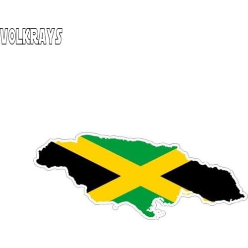 Volkrays Personality Car Sticker Jamaica Flag Map Accessories Reflective Waterproof Cover Scratches Vinyl Decal,4cm*13cm