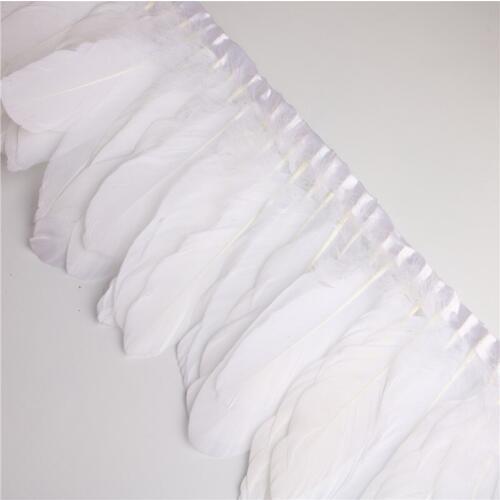 White Goose Feather Trims 10 Yards Dyed Geese Feather Ribbons/15-20cm Fringes Goose Feather Cloth Belt DIY decorative 22 Color