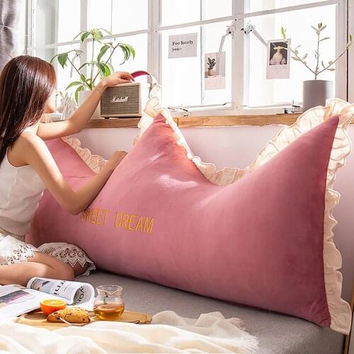 No Filler Pink Crown Cushion Cover Lace Softness Velvet Pillow Case Decorative Girls Kids Backrest Back Seat Lumbar Pouf Futon
