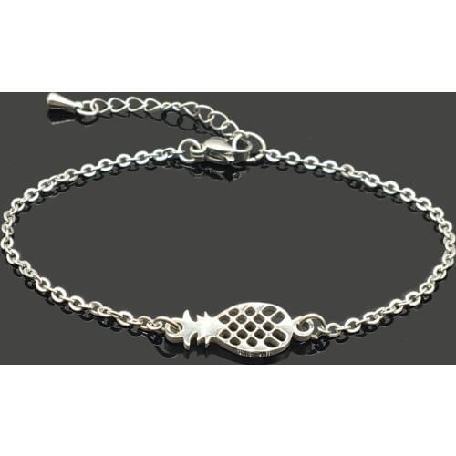 Pineapple Fruit Charm Stainless Steel Chain Bracelet High Quality Stainless Steel Fruit Pendant Chain Bracelet For Women Girls