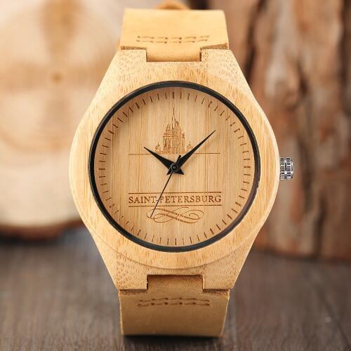 2017 Luxury Wood Watches Unisex Famous Russian Saint Petersburg Sport Nature Women Men Wrists Watch Light Bamboo Reloj Hombre