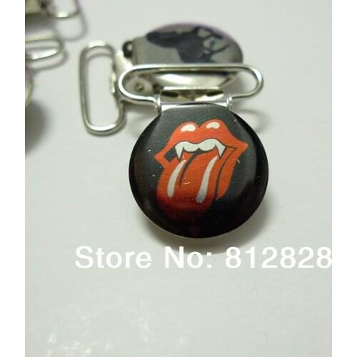 25pcs 1" 25mm Enamel Rock and Roll Suspender Clips